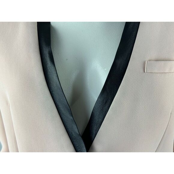 Barbara‎ Bui Leather Trim Blazer 40 US 8 Flaw* Long Sleeve Lined V-neck Jacket - Picture 11 of 16